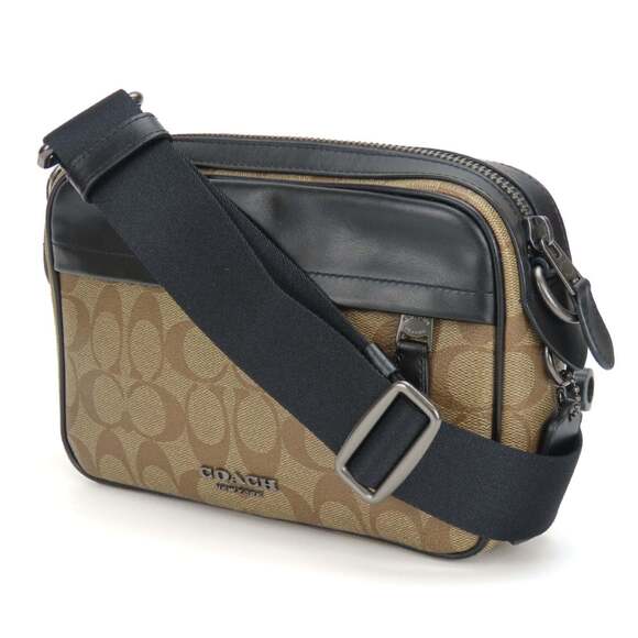 Coach Shoulder Bag F50715 Signature Leather Black Brown Women's Men's COACH